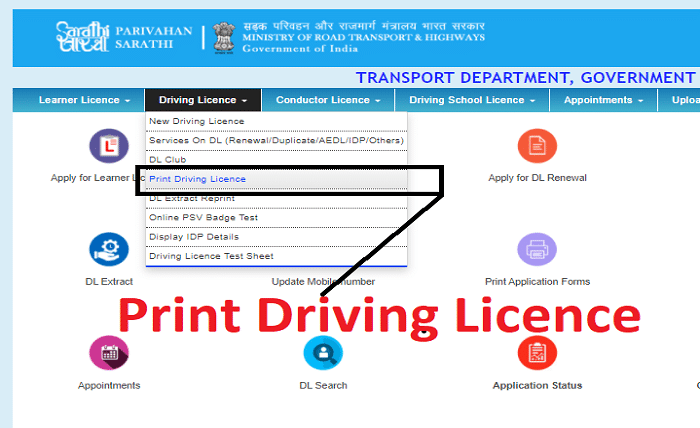 Sarathi Driving Licence Download